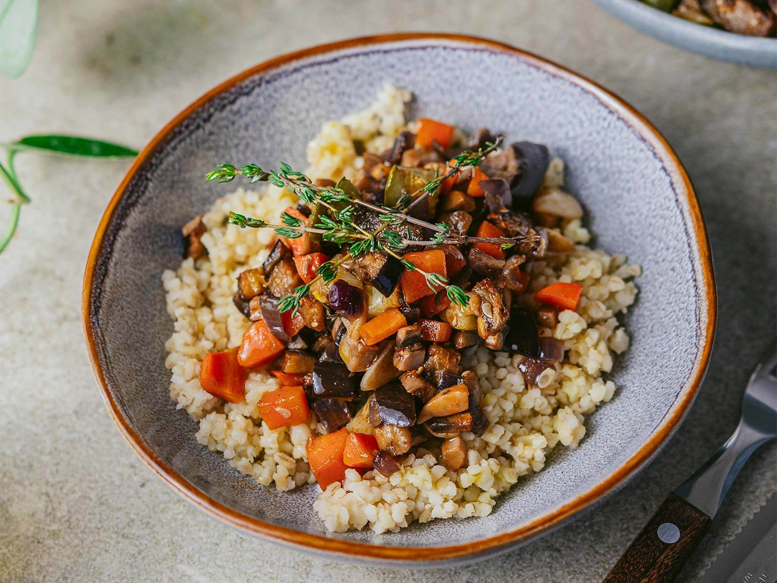 Legumes Assados no Forno com Bulgur